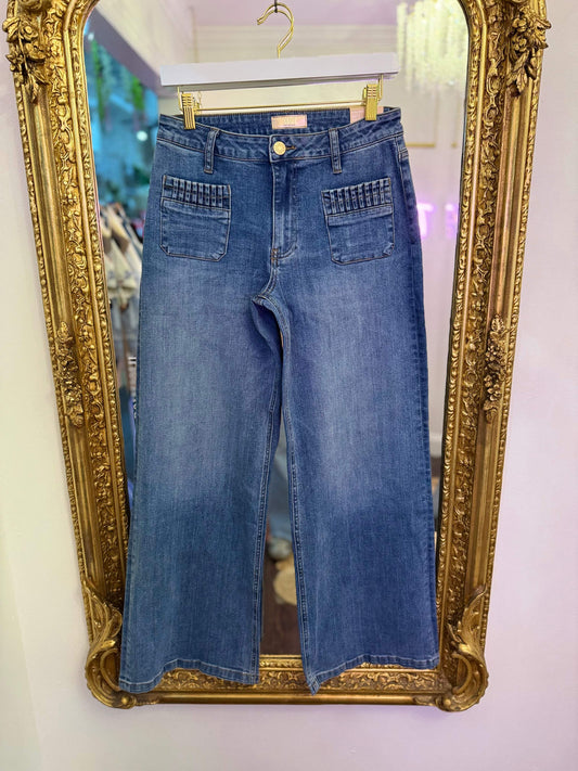 Maya High Rise Wide Leg Patch Pocket Ruched Jeans | Kut from the Kloth | PLUS SIZE AVAILABLE