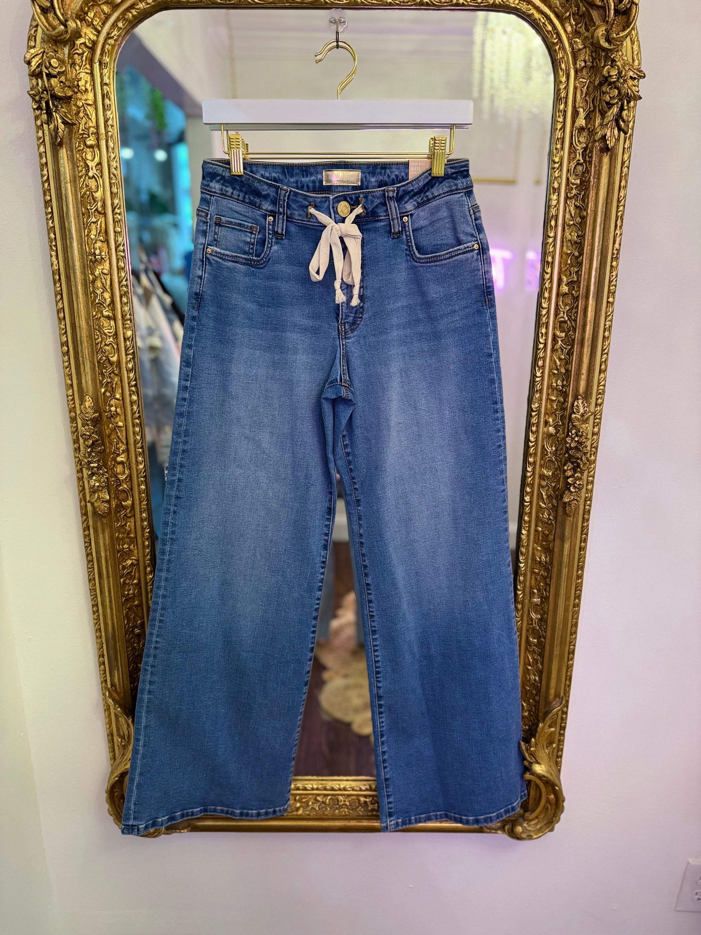 Maya High Rise Wide Leg Drawcord Jeans - Protect Medium | PLUS SIZE AVAILABLE | Kut from the Kloth