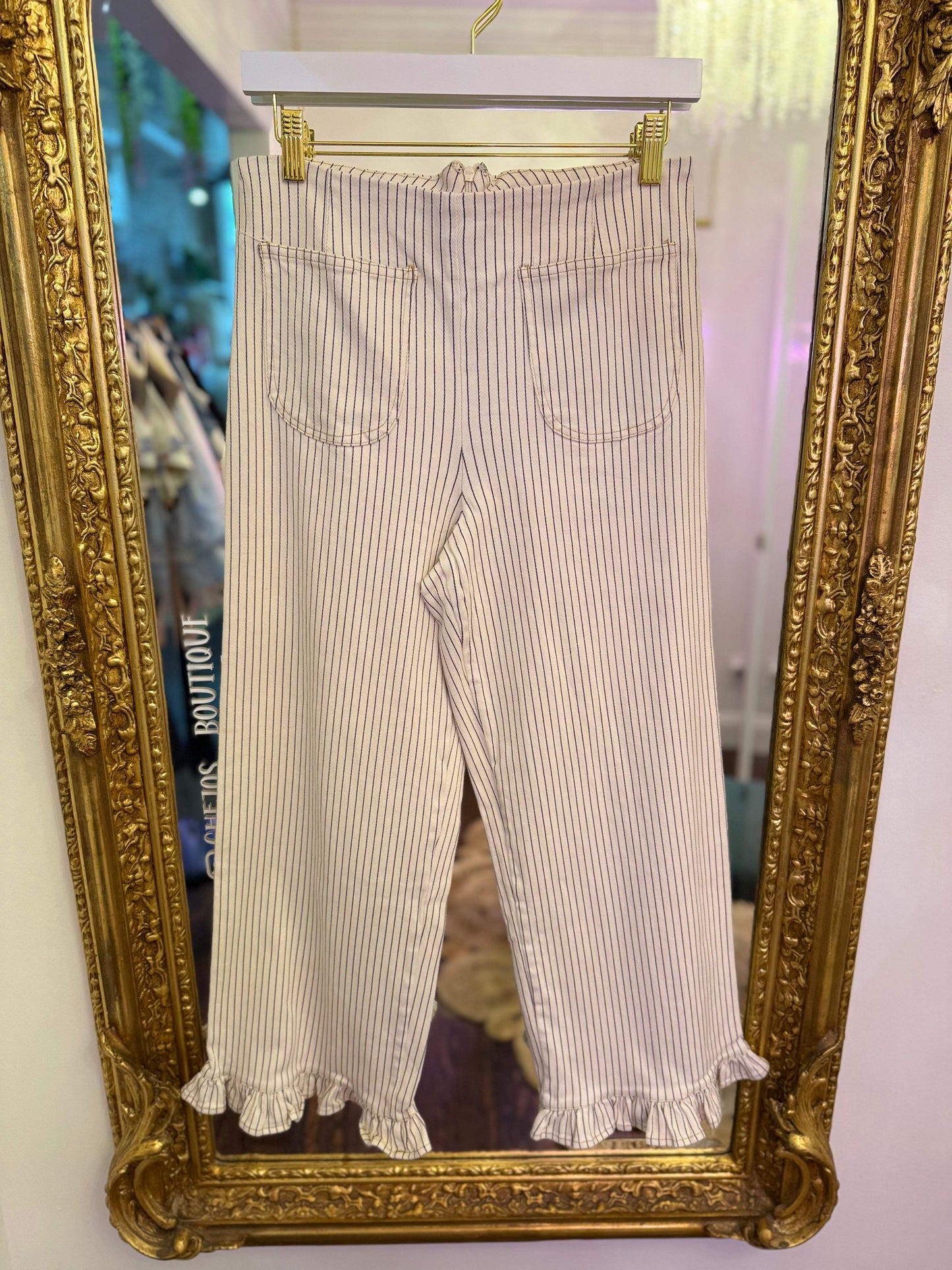 Rowan Striped Ruffle Hem Pants