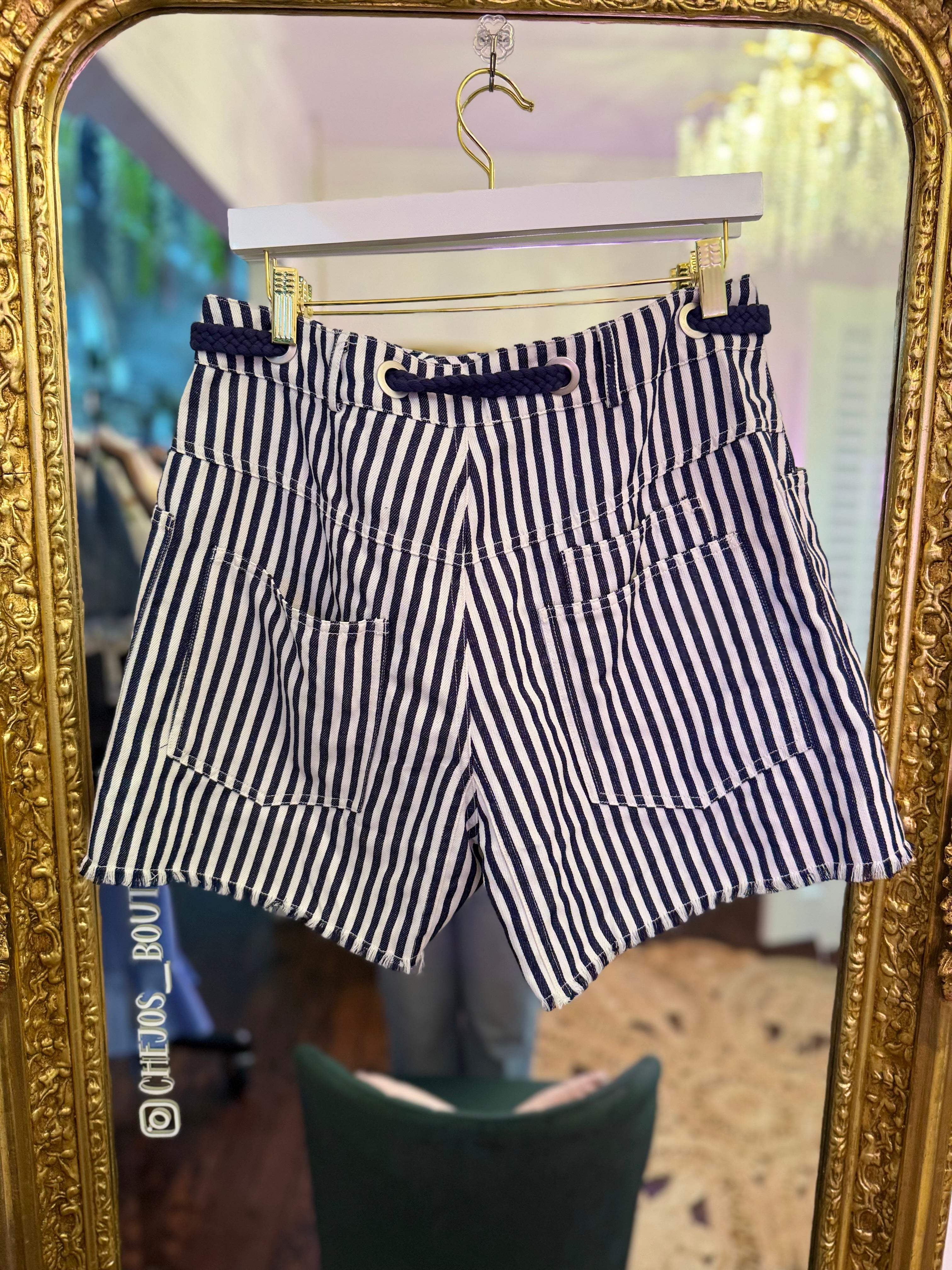 Harborview Rope Belt Striped Shorts