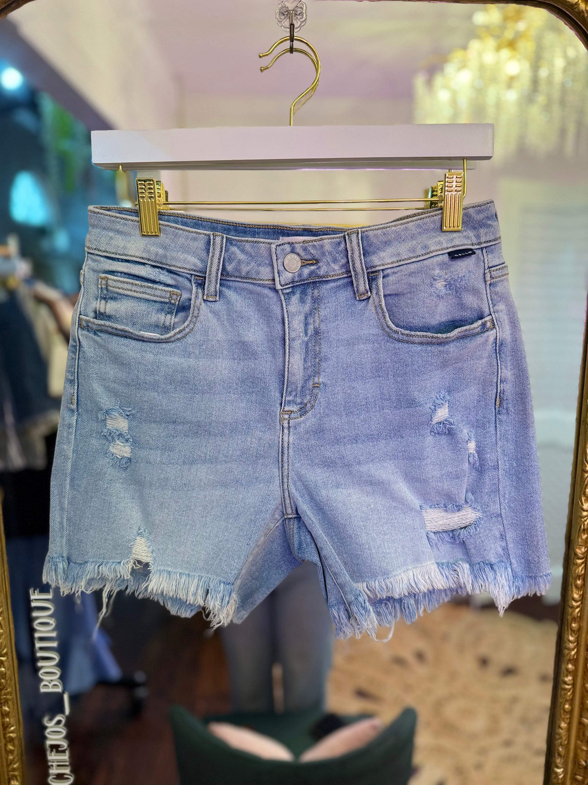Open Highway Boyfriend Fray Denim Shorts