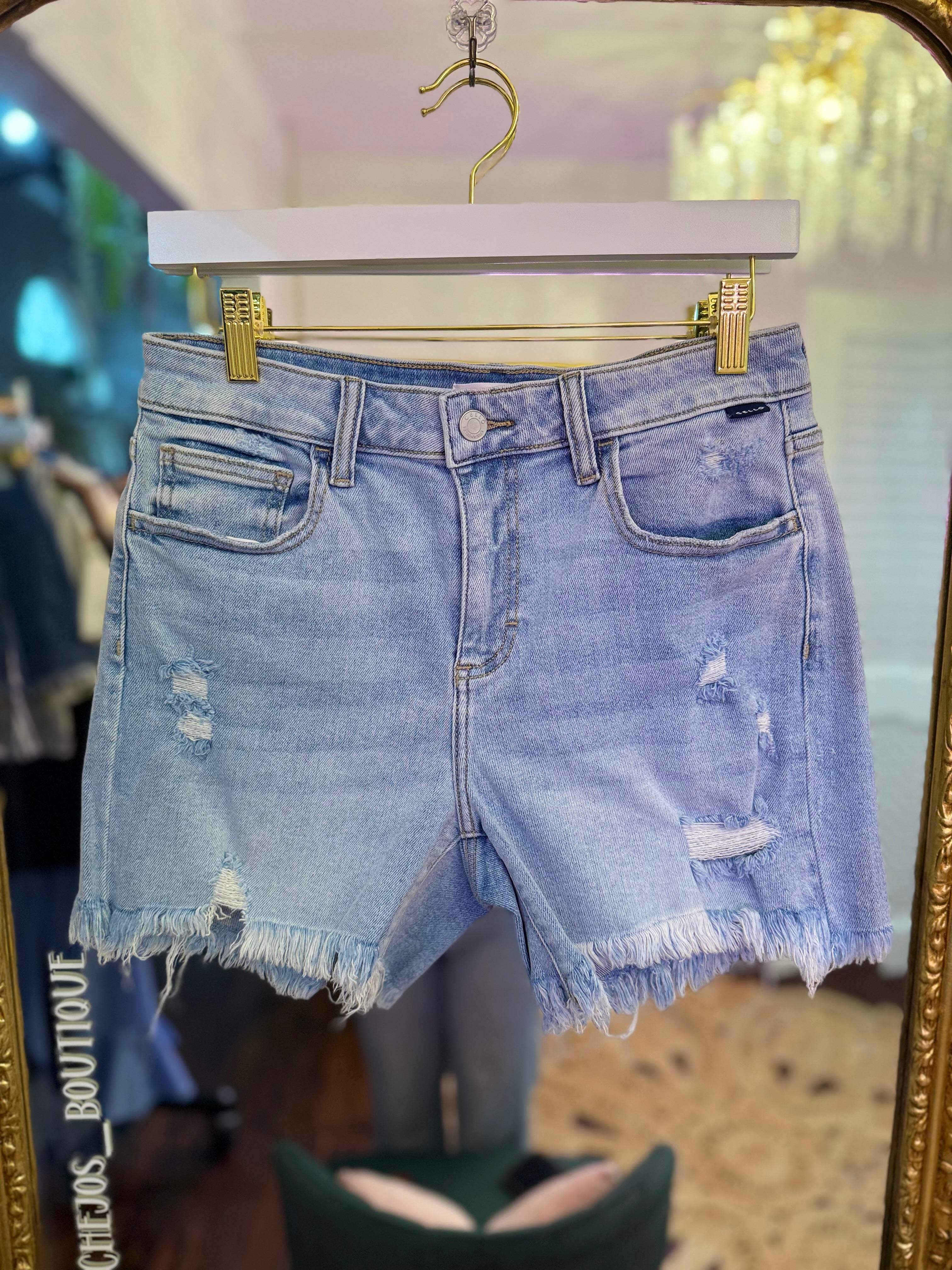 Open Highway Boyfriend Fray Denim Shorts
