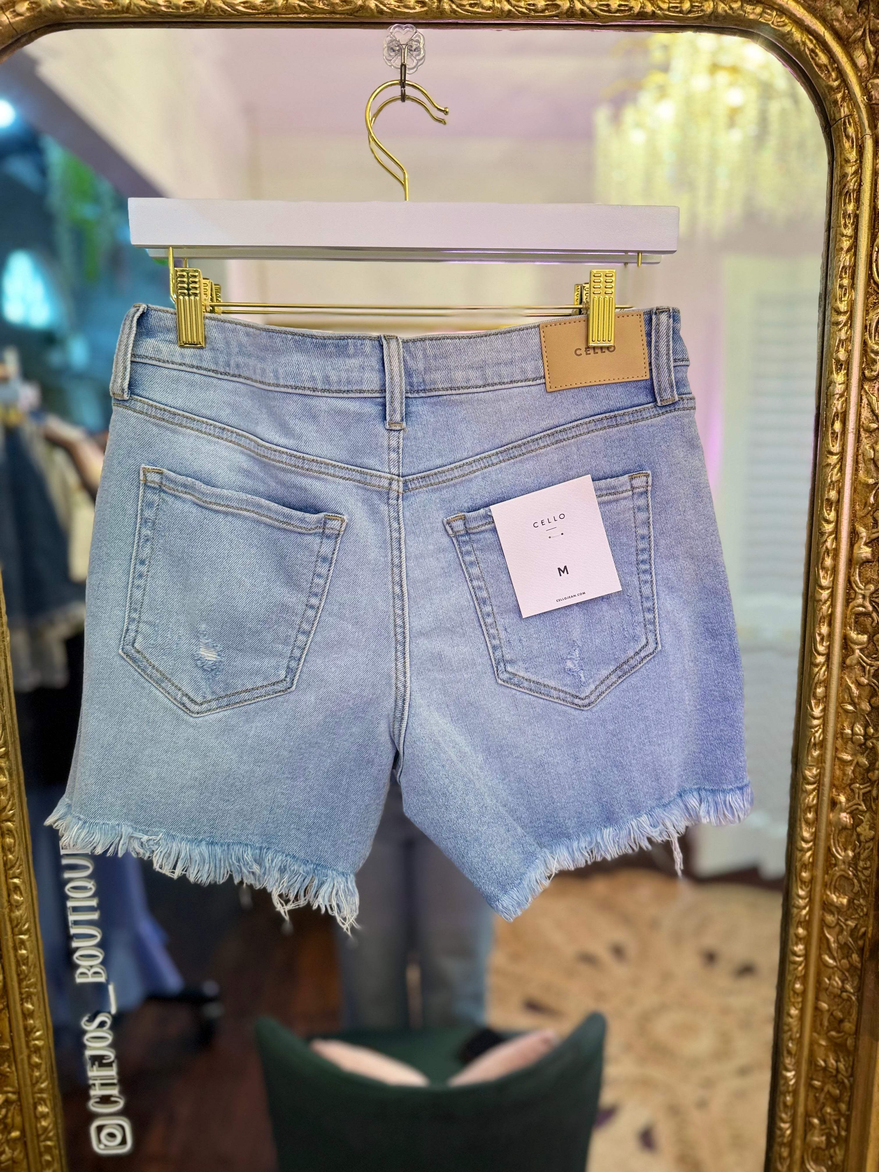 Open Highway Boyfriend Fray Denim Shorts