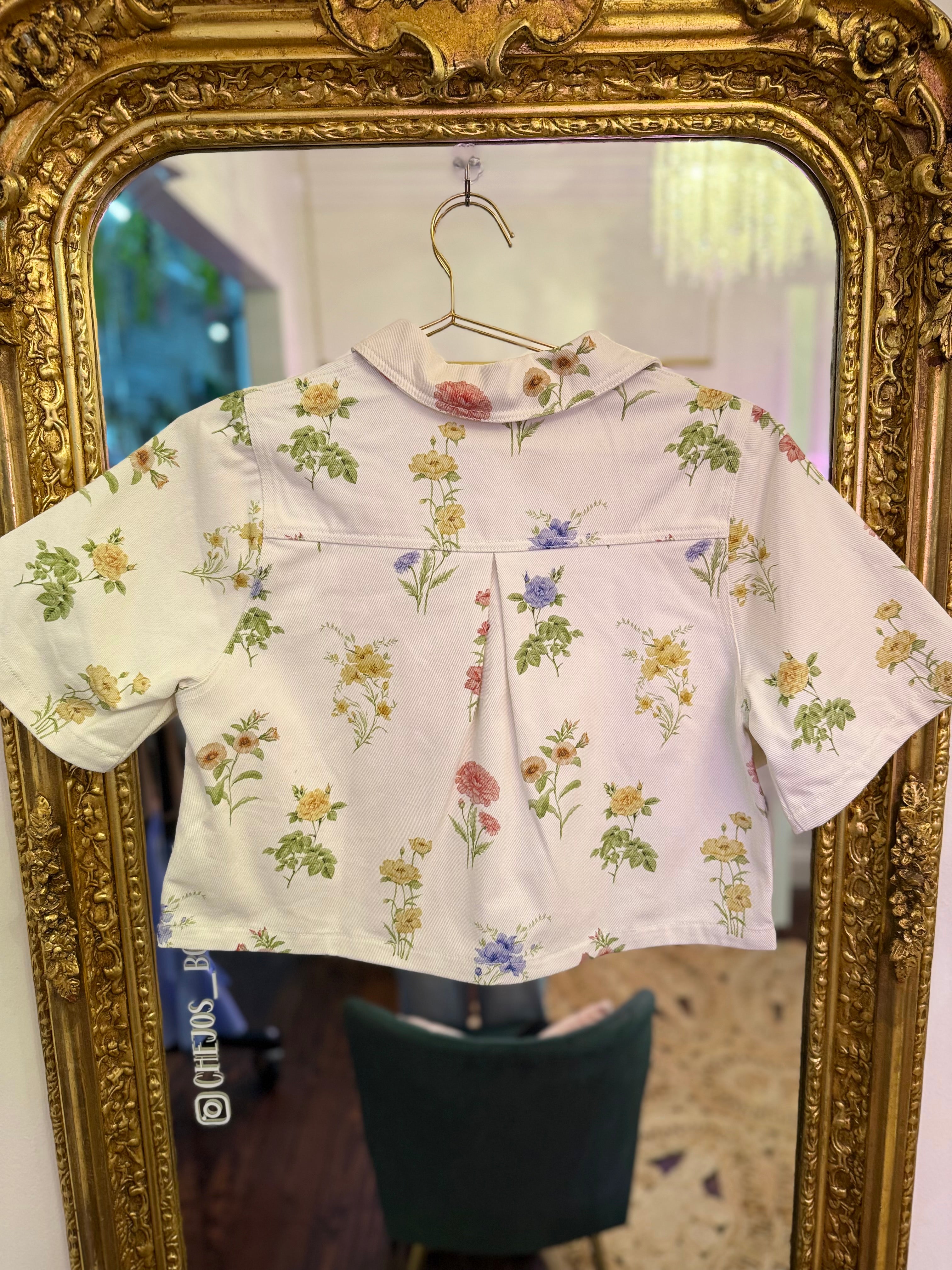 Tanya Botanical Denim Cropped Top