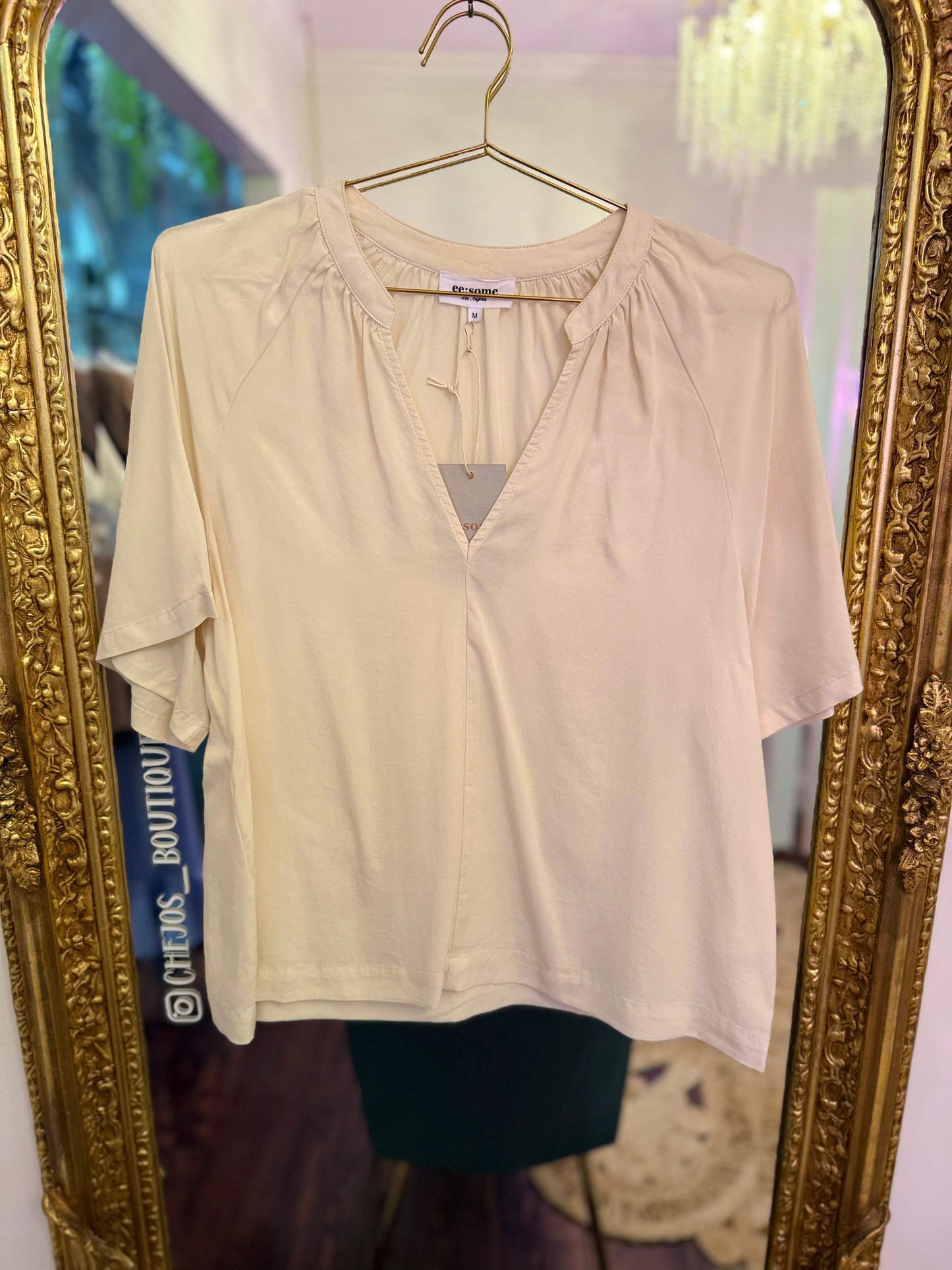 Mineral Washed V-Neck Blouse