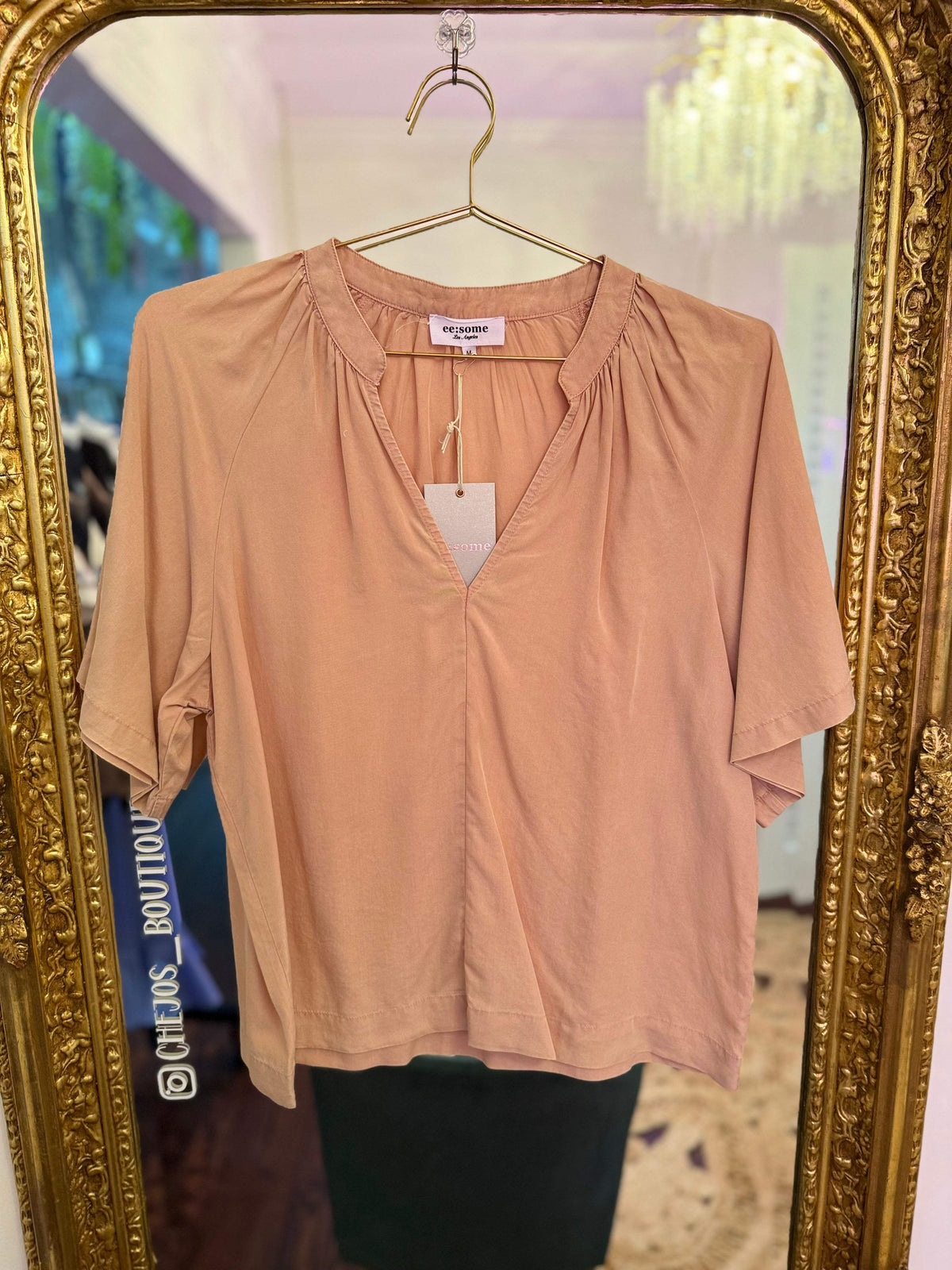 Mineral Washed V-Neck Blouse