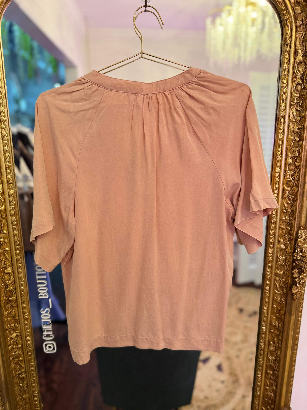 Mineral Washed V-Neck Blouse