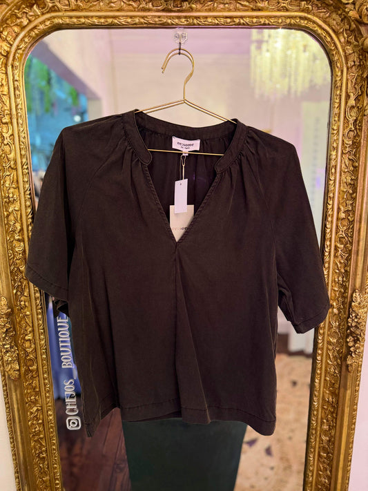 Mineral Washed V-Neck Blouse
