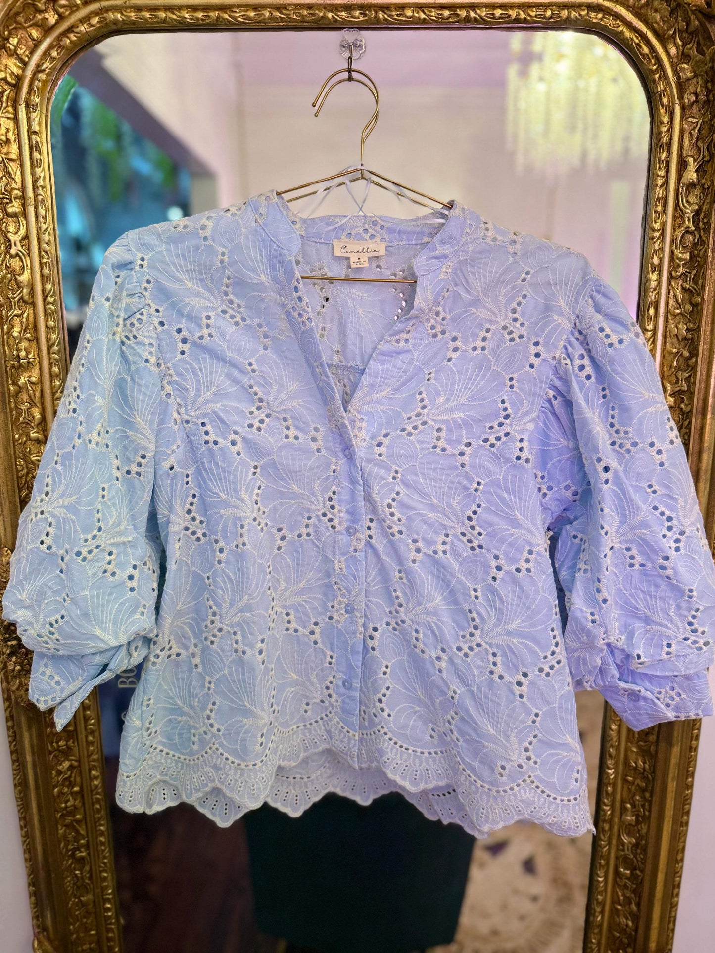 Eliana Embroidered Cotton Eyelet Blouse