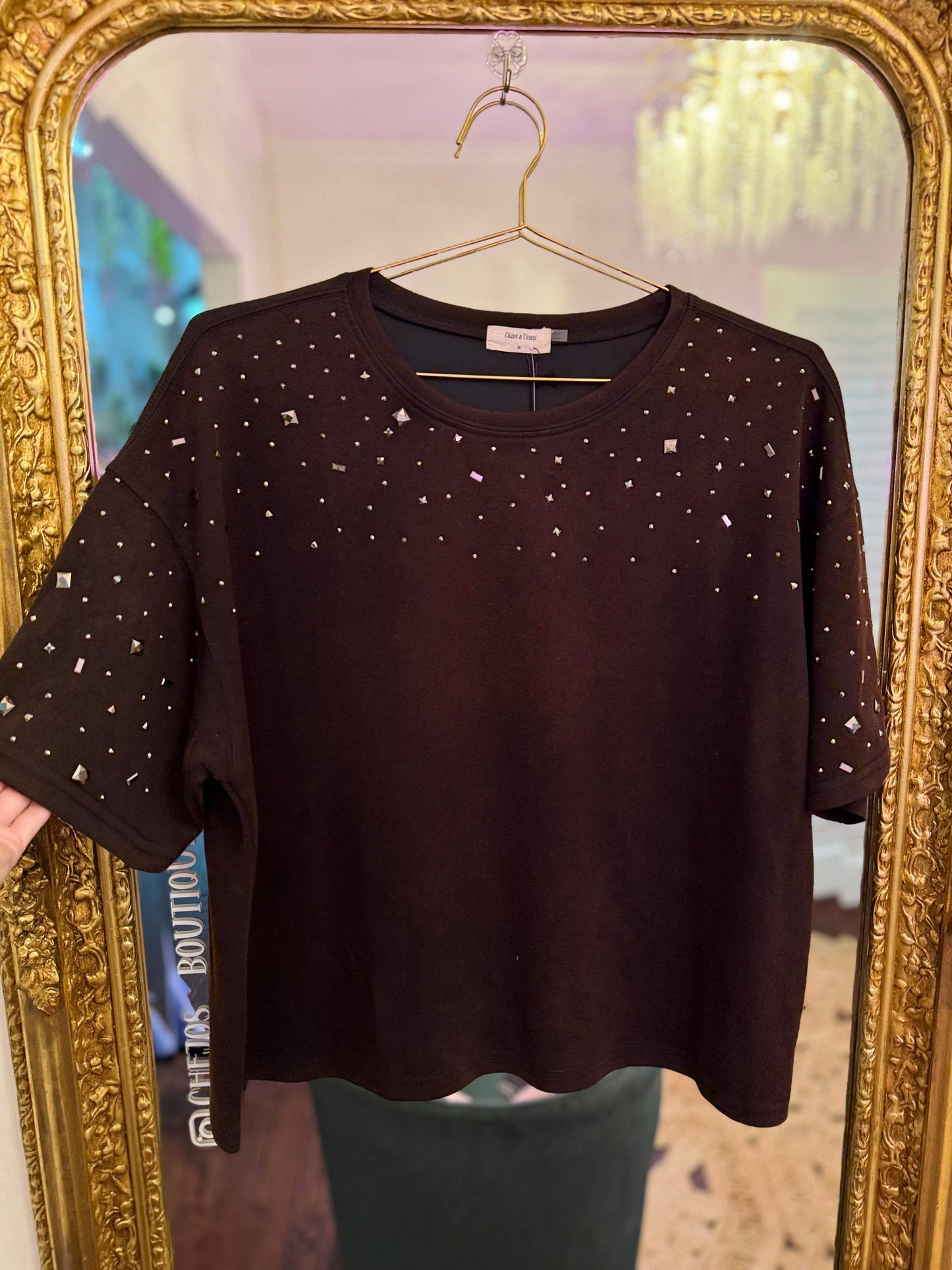Studded Short Sleeve Loose Fit Top | PLUS SIZE AVAILABLE