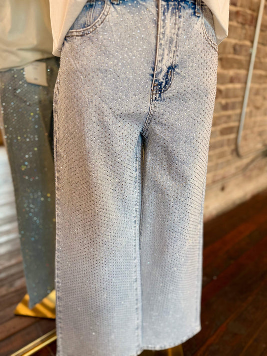Kimmie Wide Leg Rhinestone Jeans
