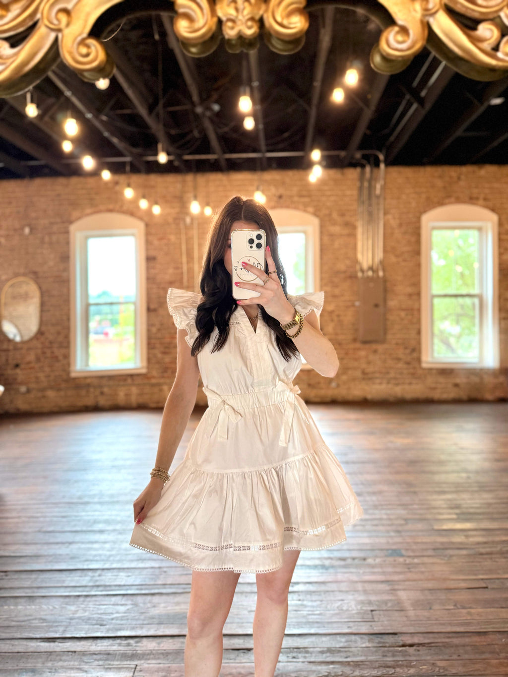 Kensley Lace Bow Detail Mini Dress