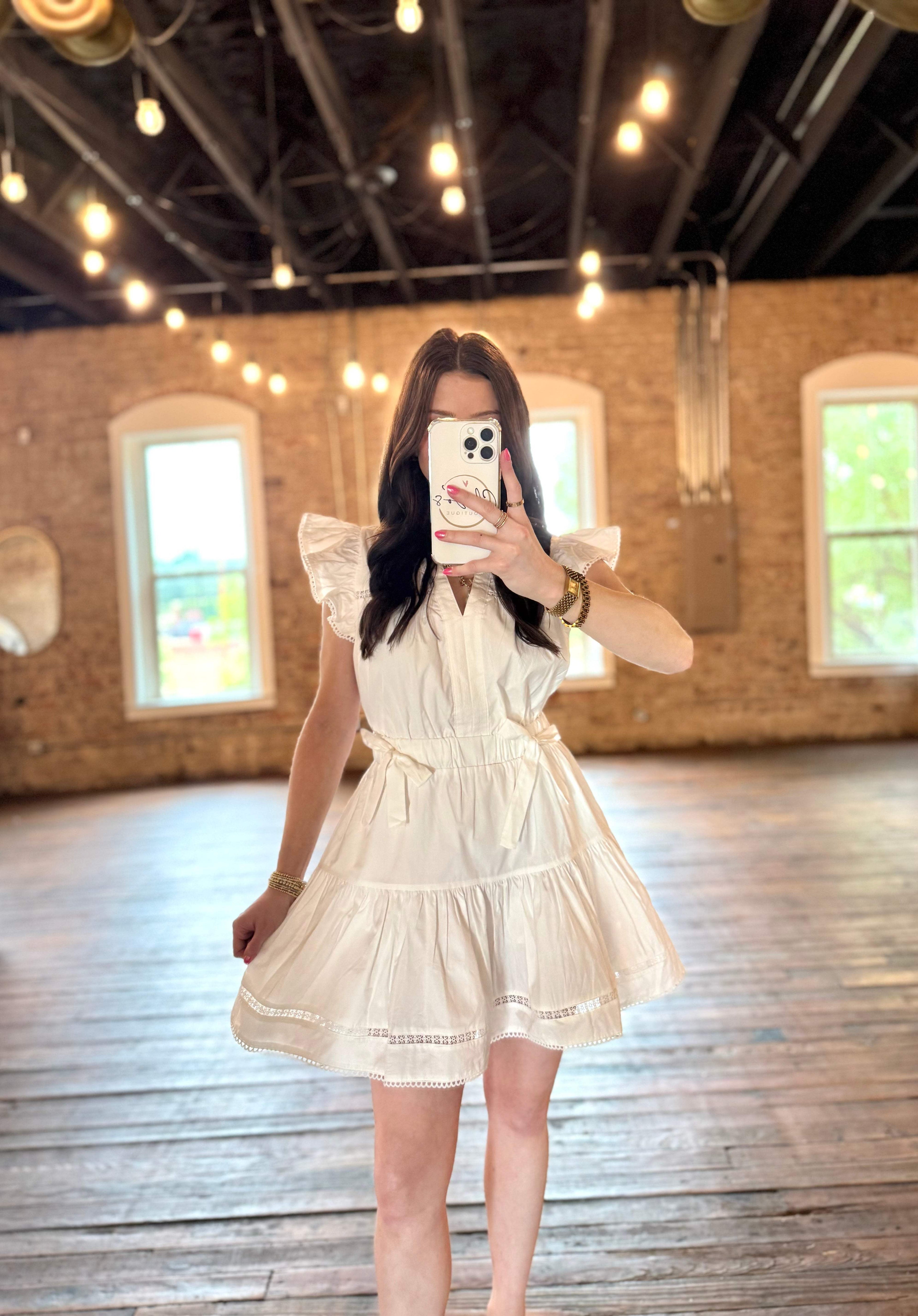 Kensley Lace Bow Detail Mini Dress