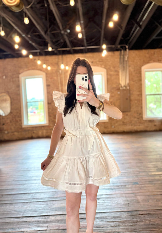 Kensley Lace Bow Detail Mini Dress