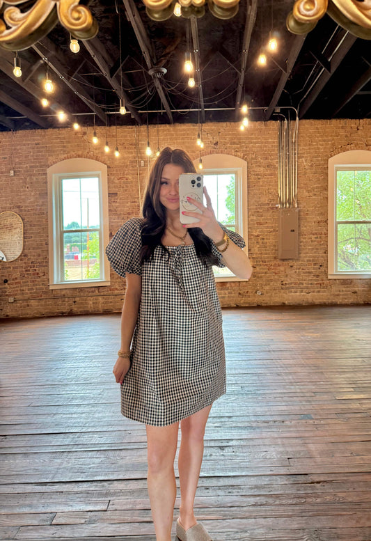 Tylen Gingham Puff Sleeve Mini Dress