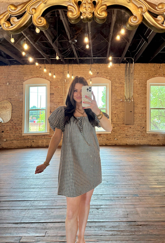 Tylen Gingham Puff Sleeve Mini Dress
