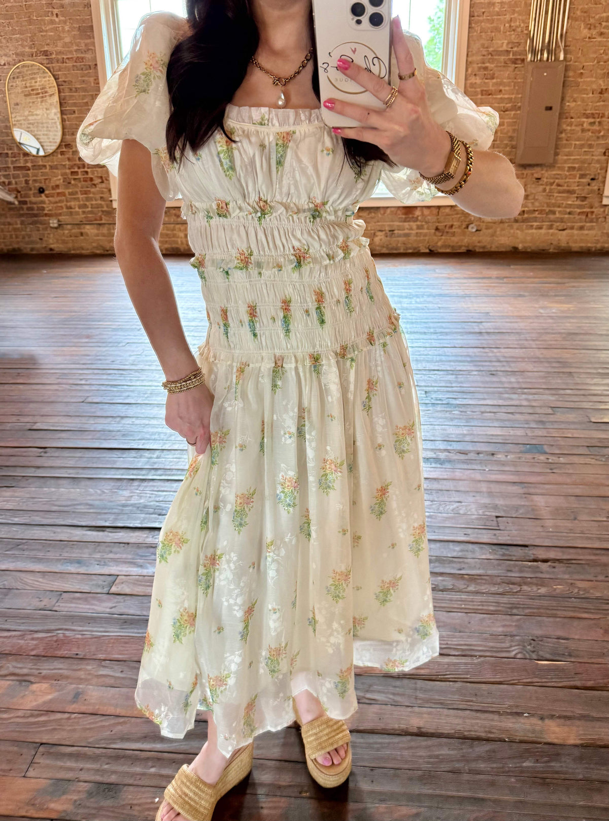 Harmony Vintage Bubble Sleeve Maxi Dress