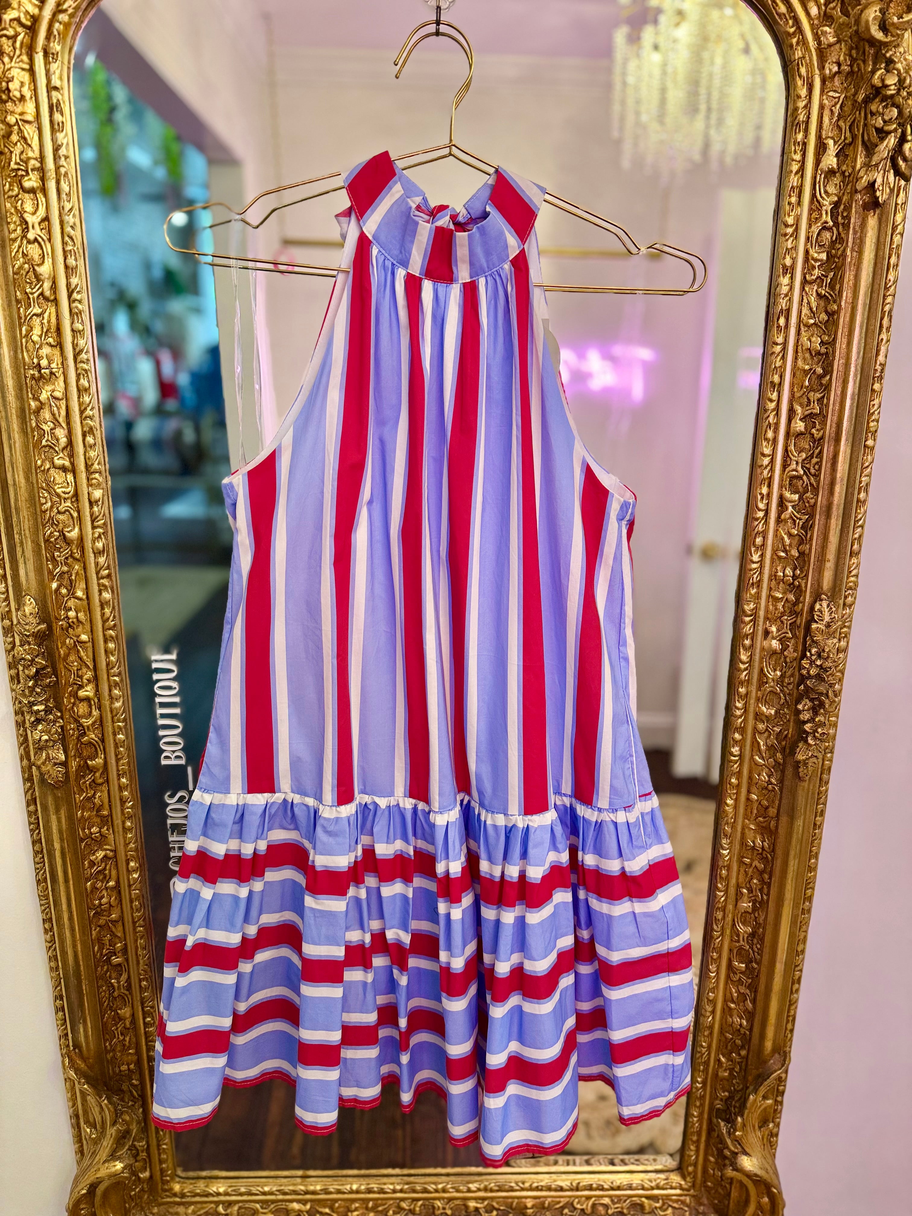 Sunstripe Tie-Back Mini Dress