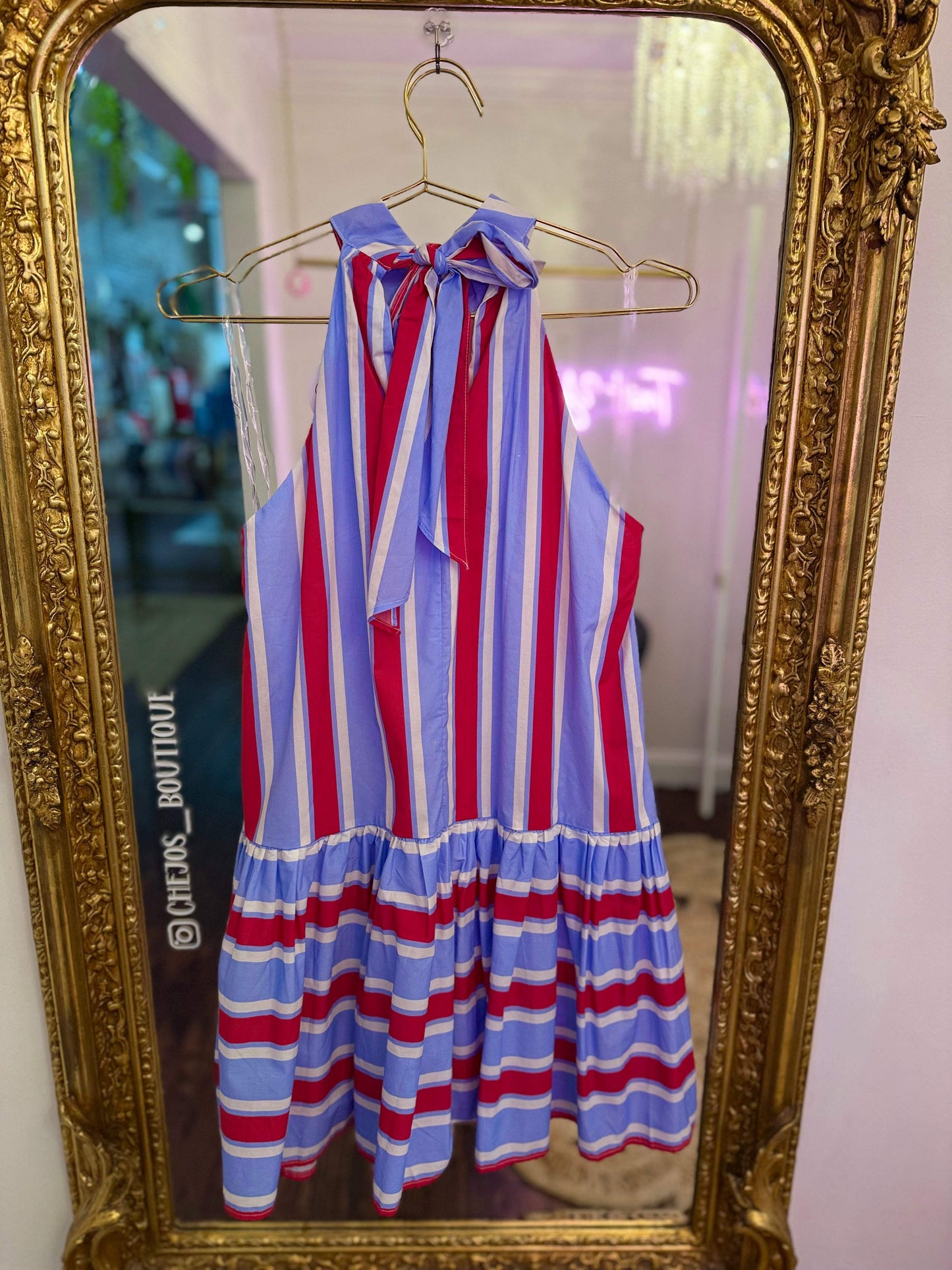 Sunstripe Tie-Back Mini Dress