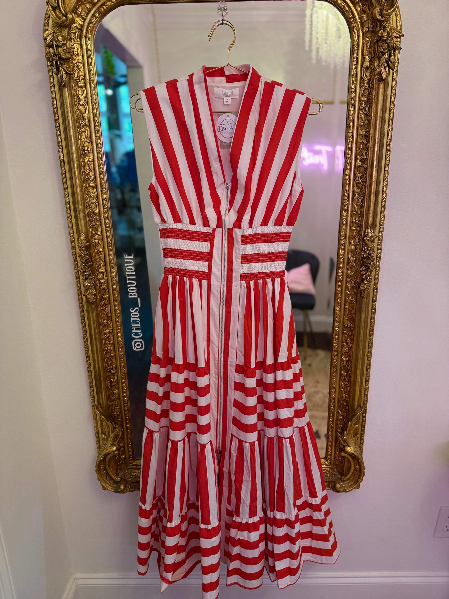 Wide Stripe V-Neck Maxi Dress