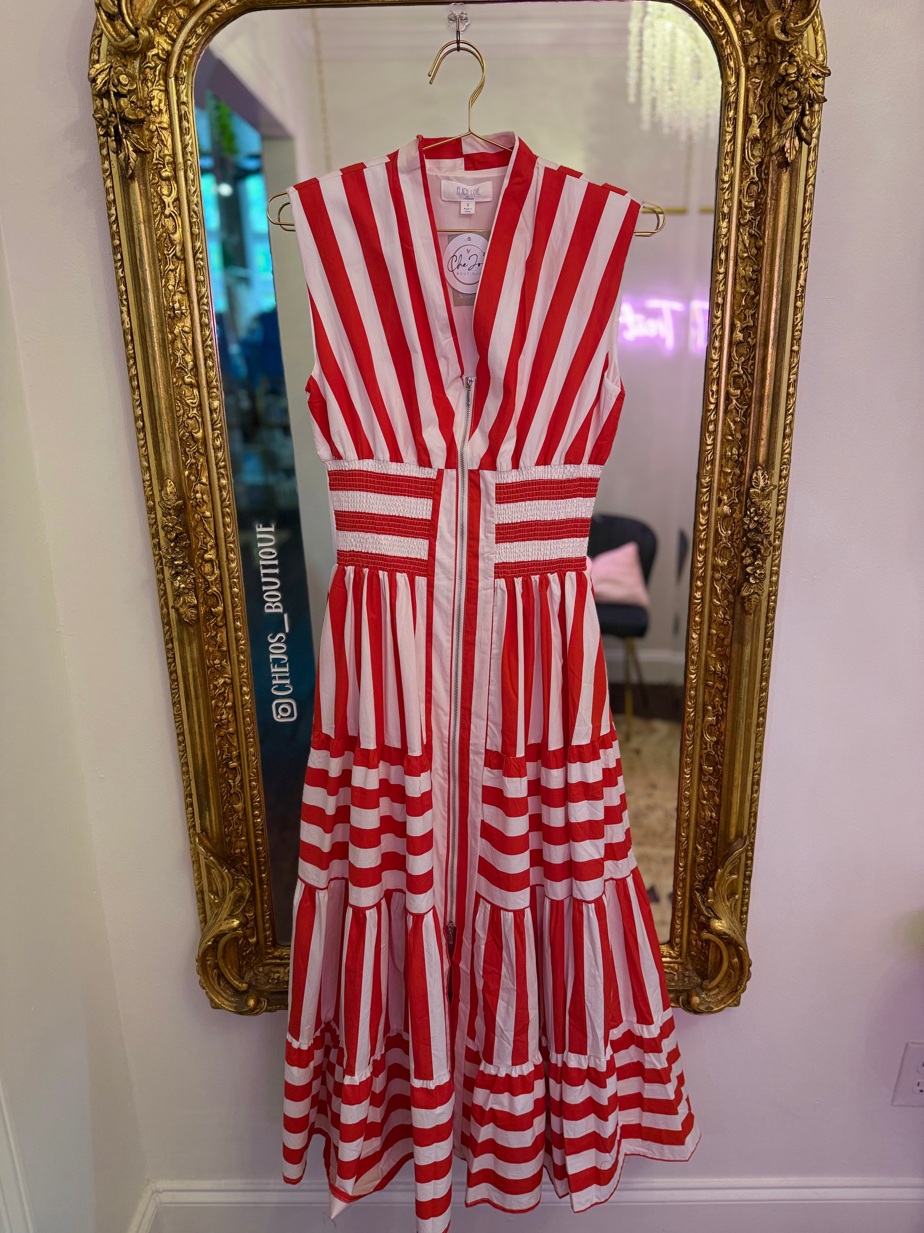 Wide Stripe V-Neck Maxi Dress