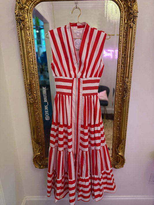 Wide Stripe V-Neck Maxi Dress