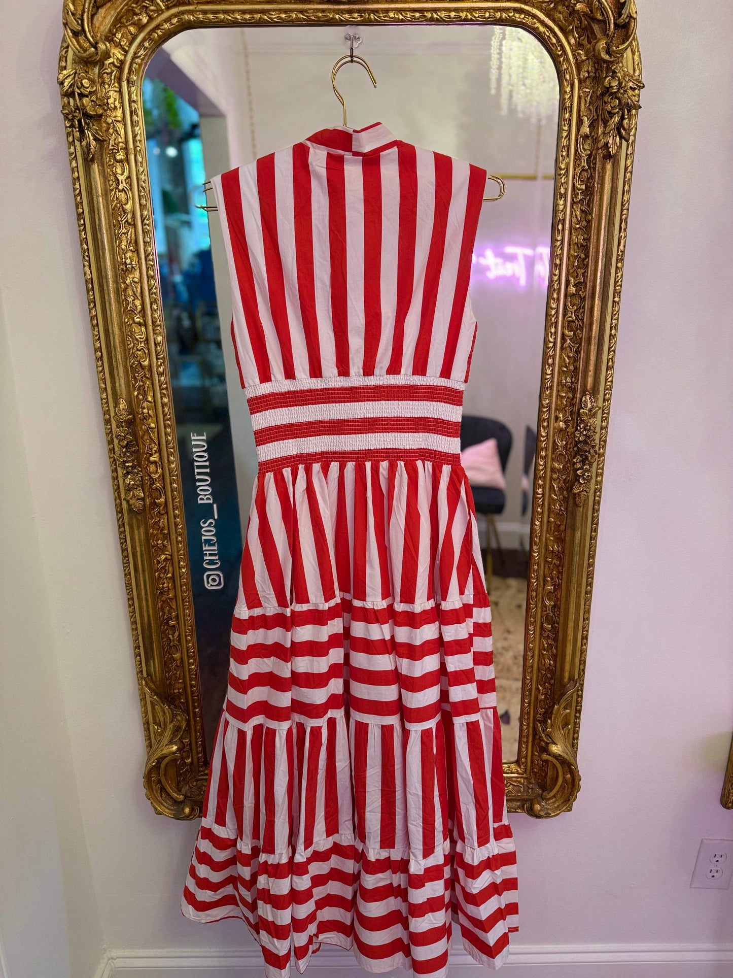 Wide Stripe V-Neck Maxi Dress