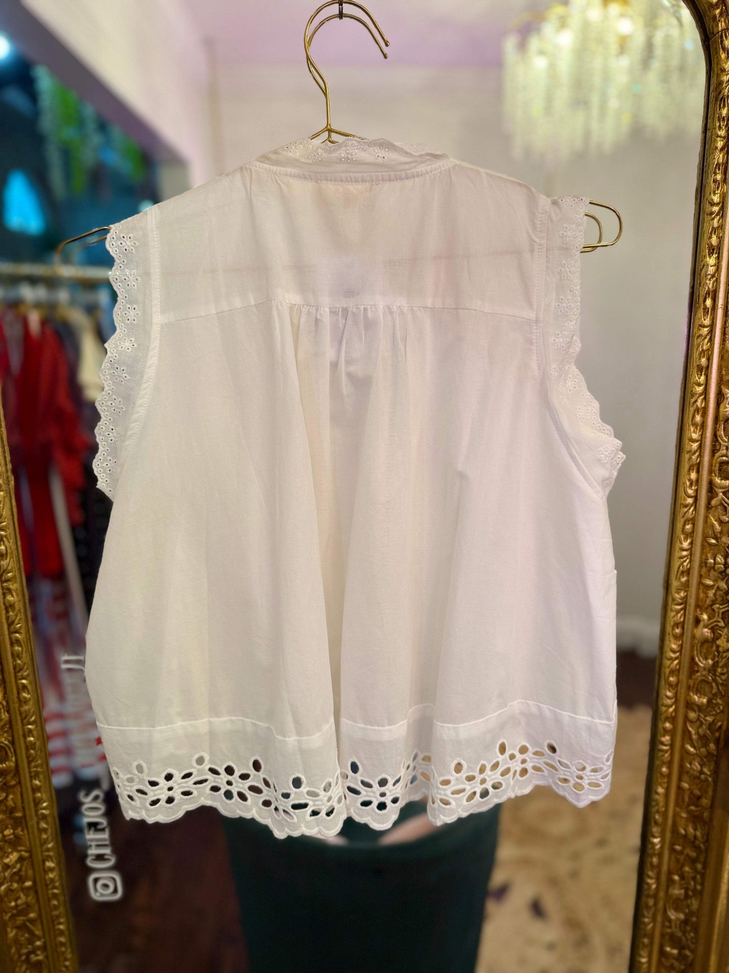 Sun-Kissed Broderie Anglaise Sleeveless Blouse