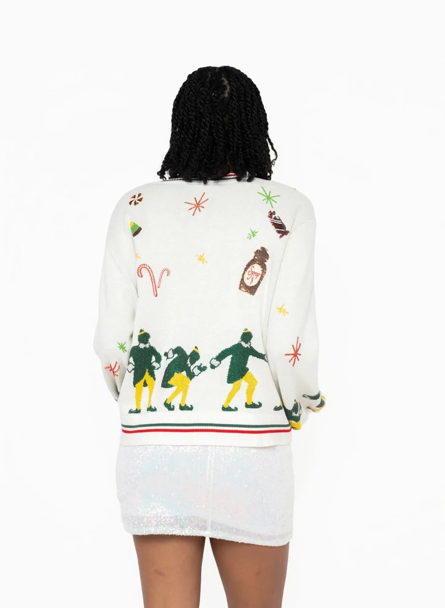 Licensed White Walking Buddy Sequin & Beaded Icon Cardigan  | Queen of Sparkles