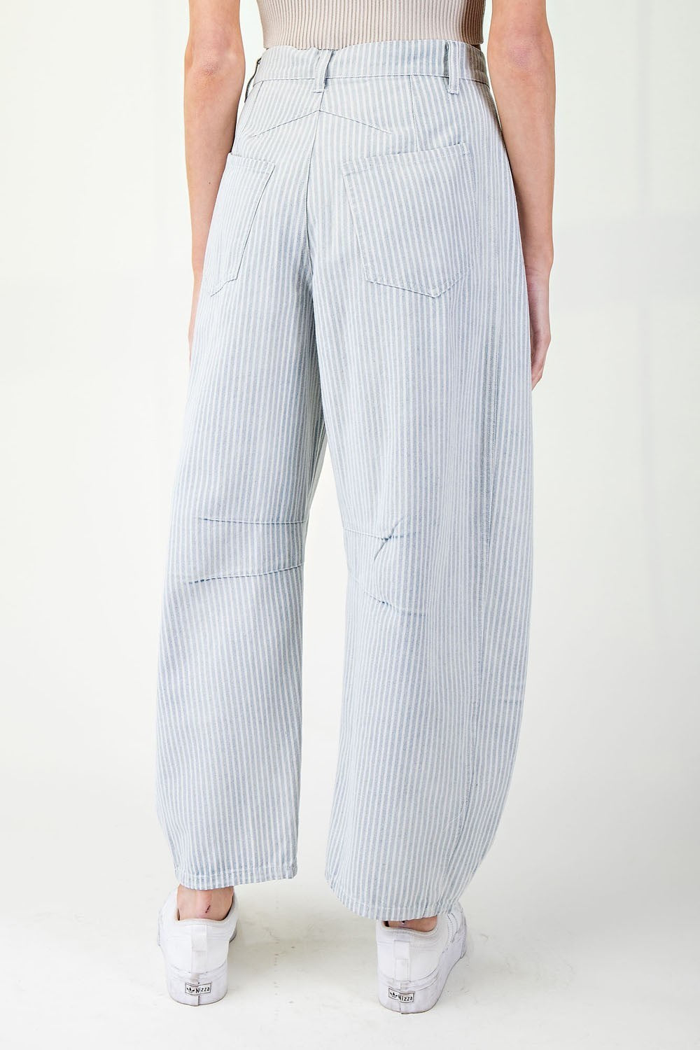 Anissa Pinstripe Barrel Jeans