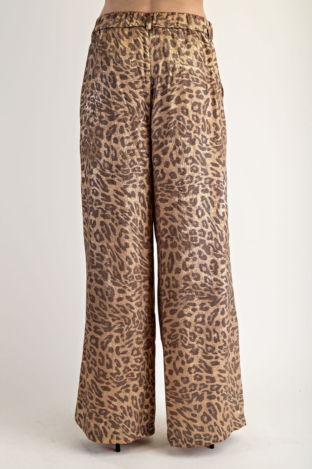 Metallic Leopard Wide Leg Pants