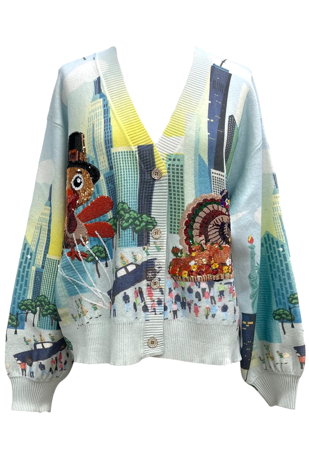 Multi Thanksgiving Parade Button Up Cardigan | Queen of Sparkles