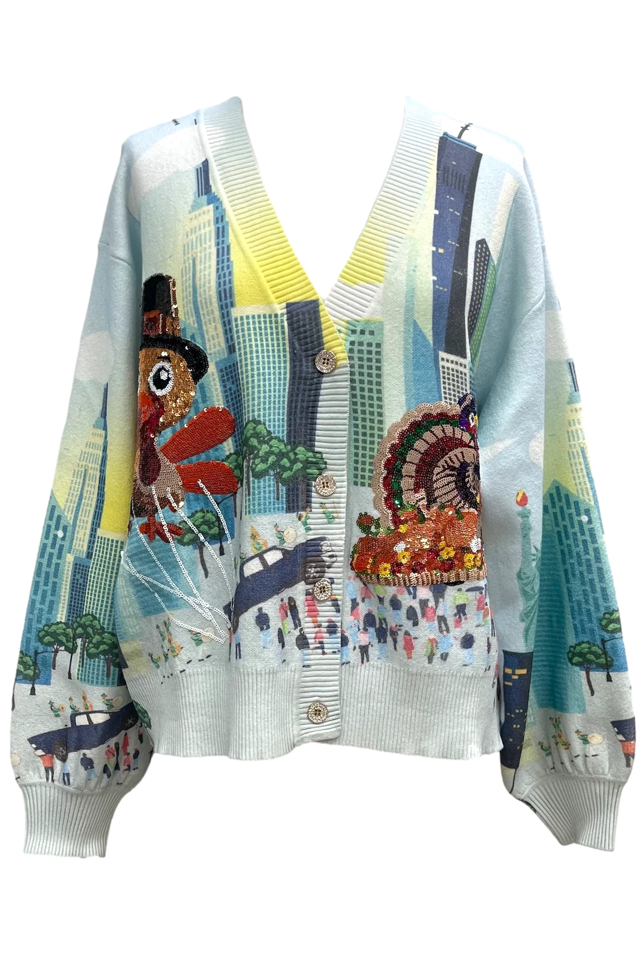 Multi Thanksgiving Parade Button Up Cardigan | Queen of Sparkles