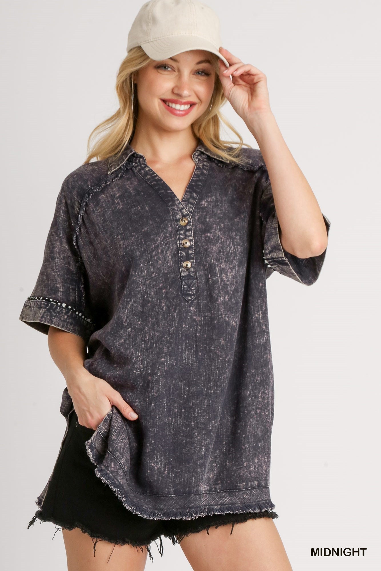 Dawn Linen Mineral Wash Top