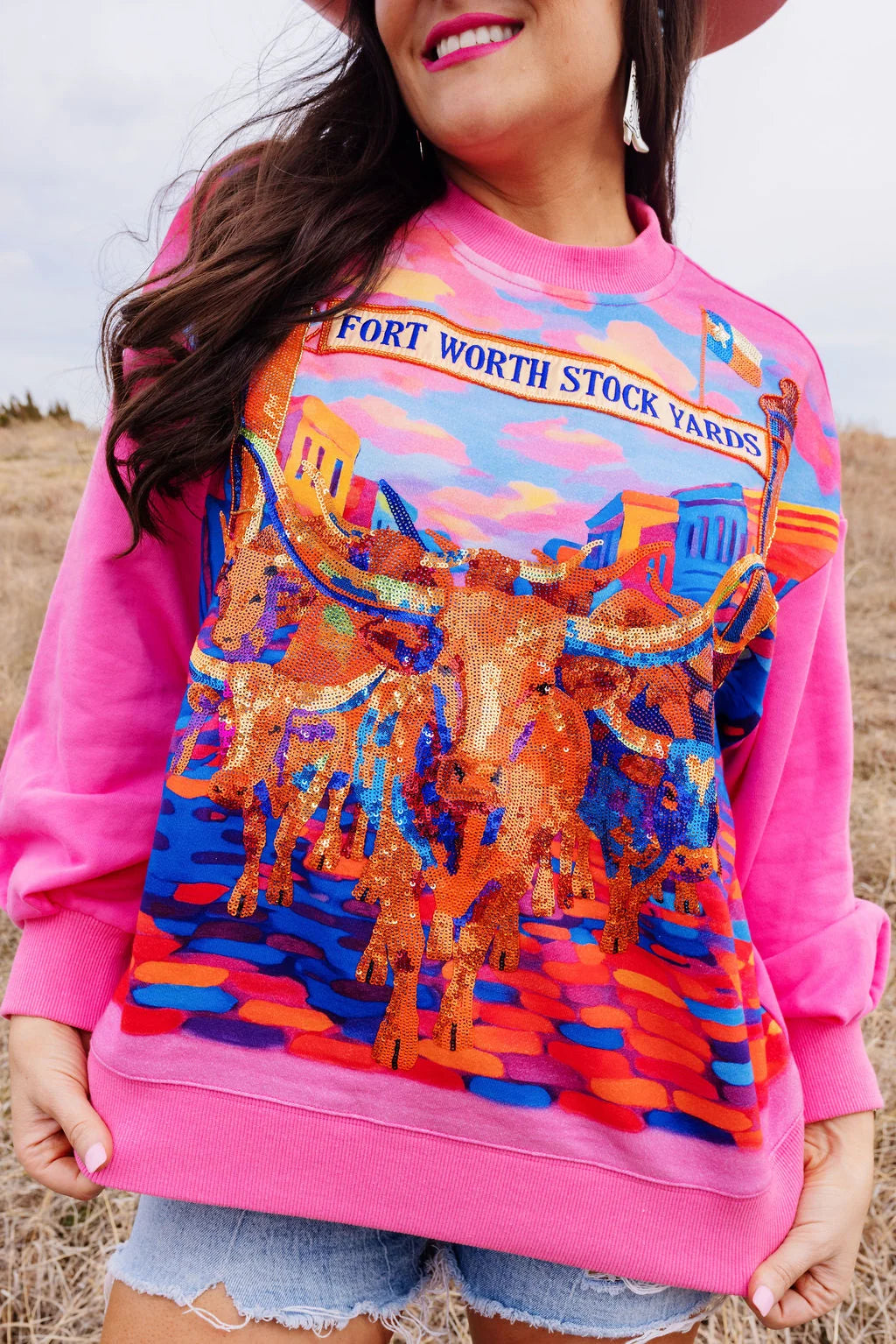 Fort Worth Stockyards Oversized Sequin Sweatshirt | Brianna Cannon