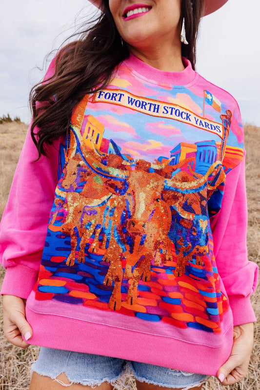 Fort Worth Stockyards Oversized Sequin Sweatshirt | Brianna Cannon