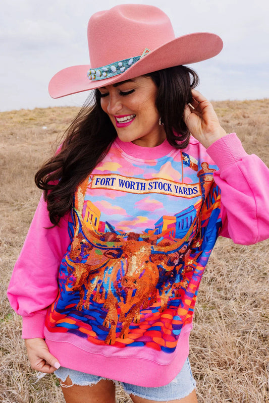Fort Worth Stockyards Oversized Sequin Sweatshirt | Brianna Cannon