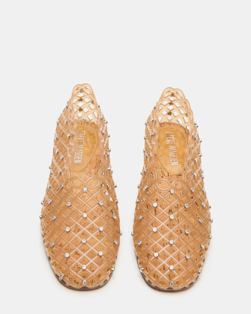 Grove Tan Rhinestone Mesh Ballet Flat