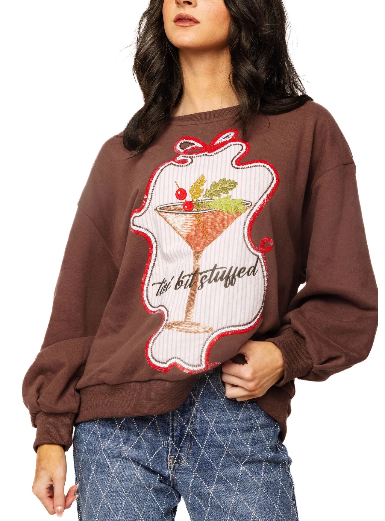Maroon 'Tini Bit Stuffed' Sweatshirt | Queen of Sparkles