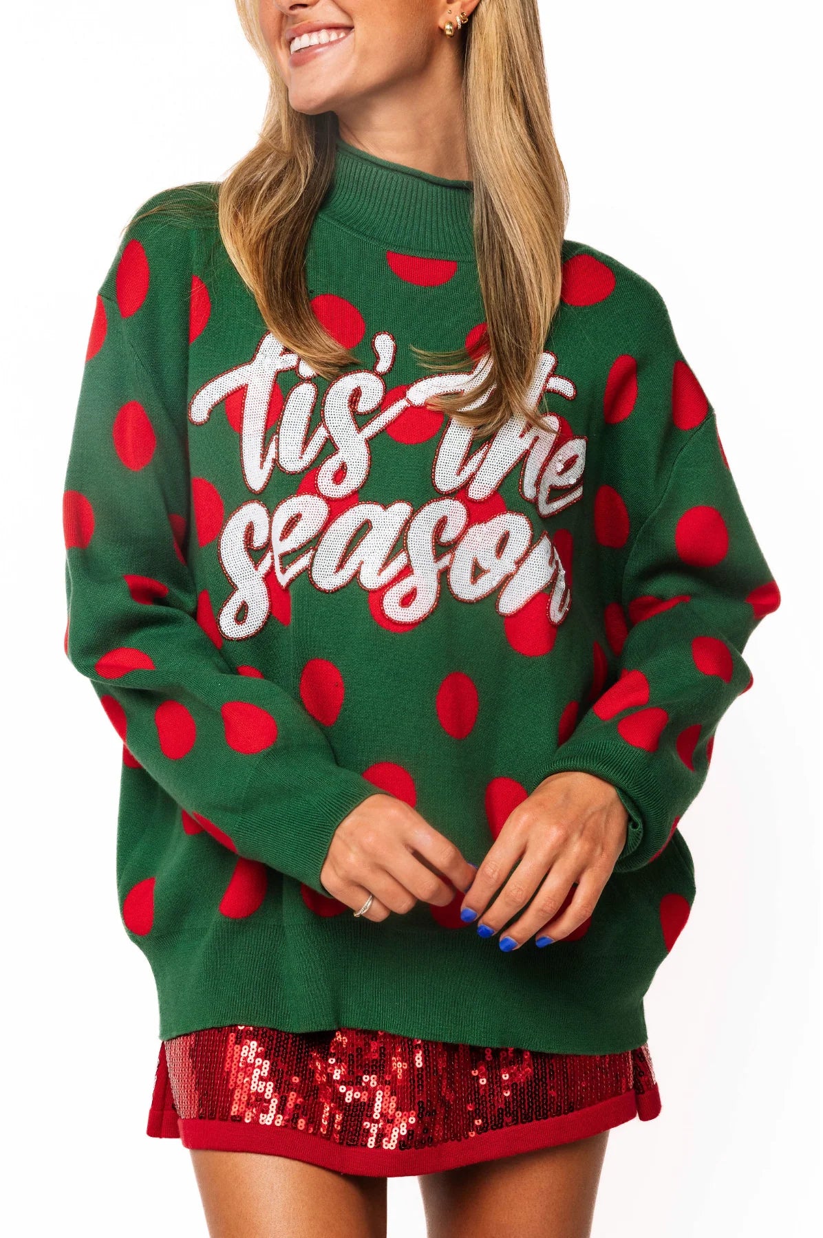 'Tis the Season Polka Dot Turtleneck Sweater | Queen of Sparkles