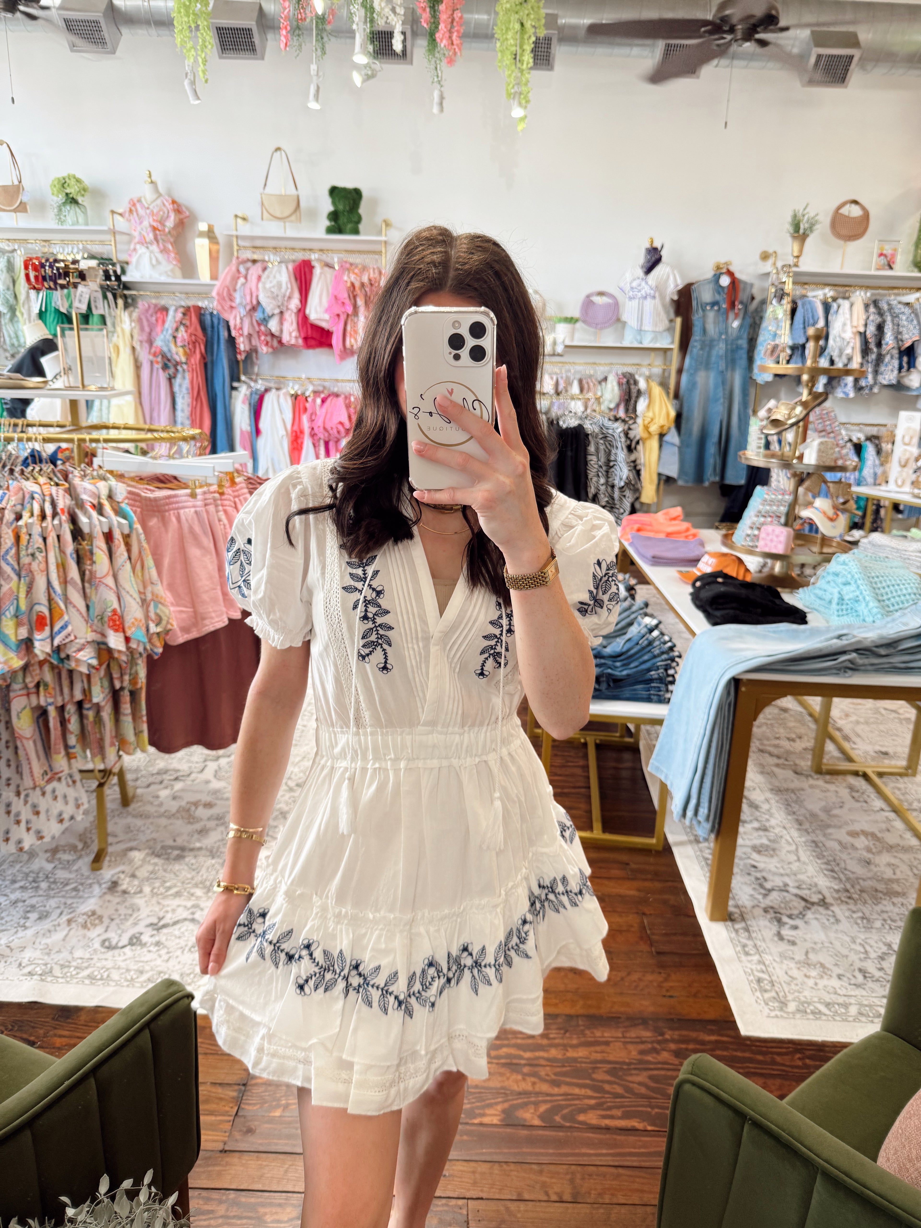 Brielle Embroidered Ruffle Tier Dress