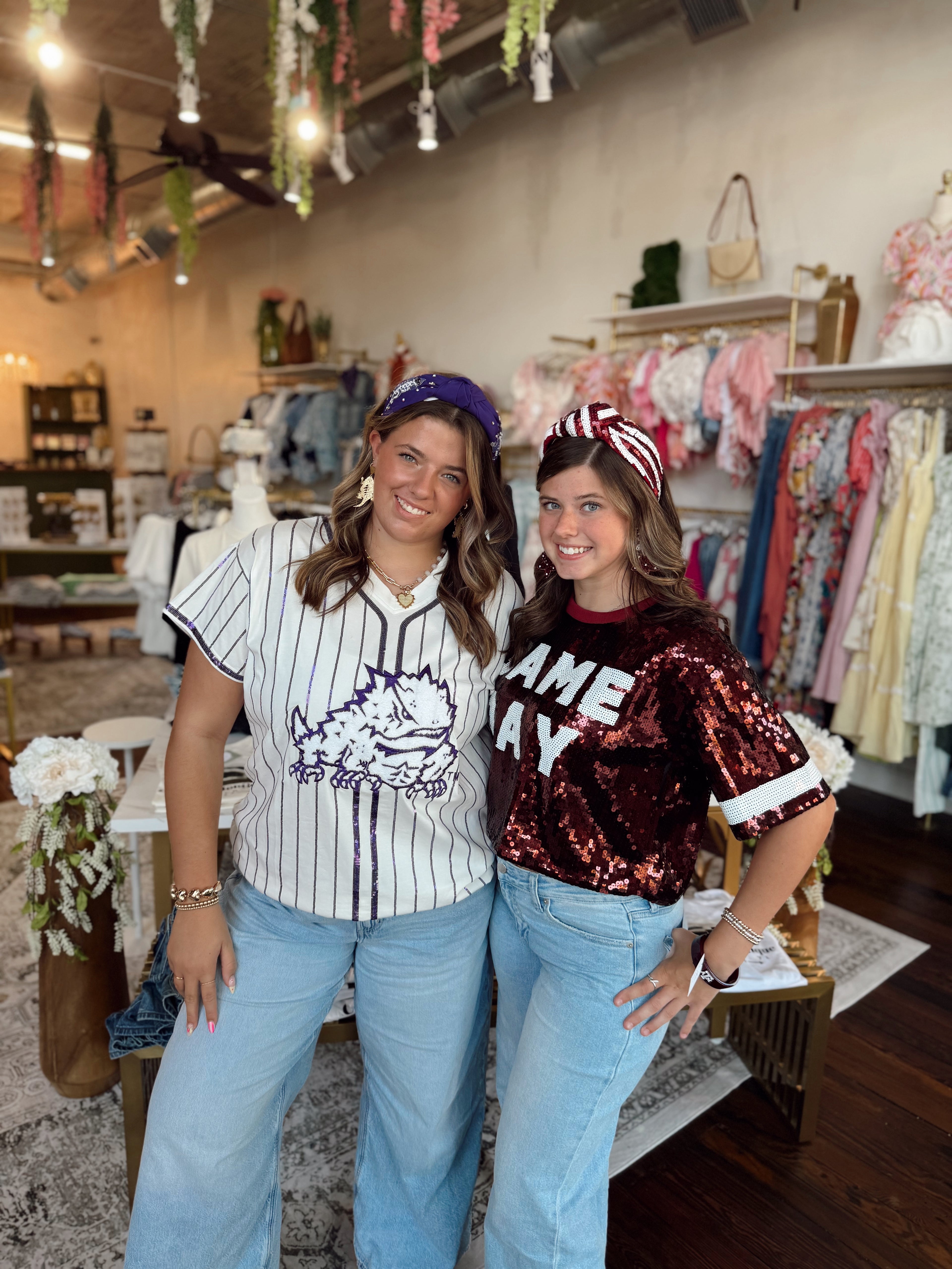 Licensed White & Purple Stripe TCU Frog Tee | Queen of Sparkles