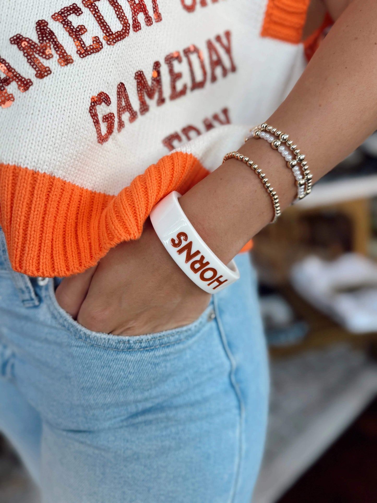 Resin College Cuff Bangle