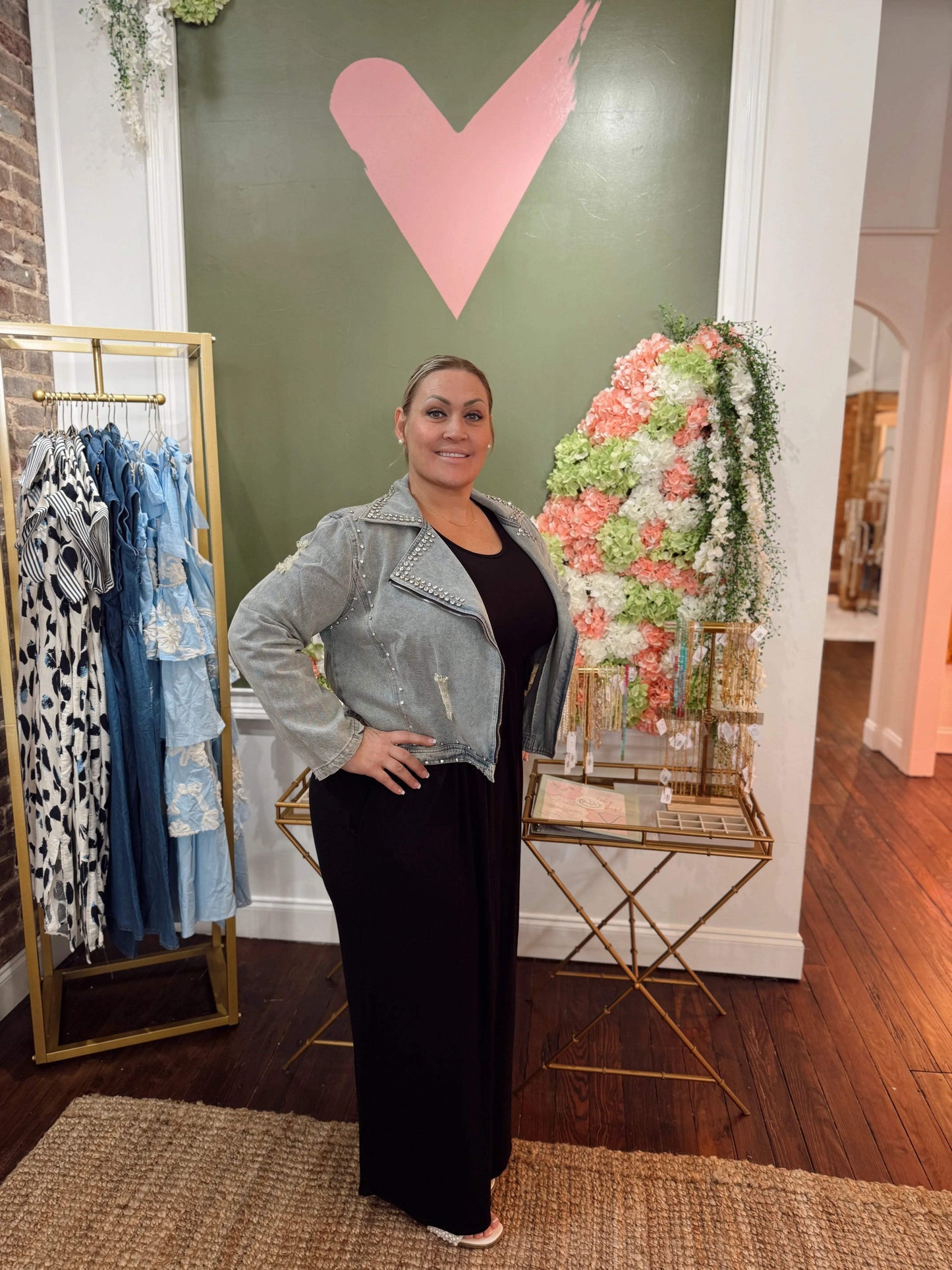Laid Back Rhinestone Denim Jacket | PLUS SIZE AVAILABLE