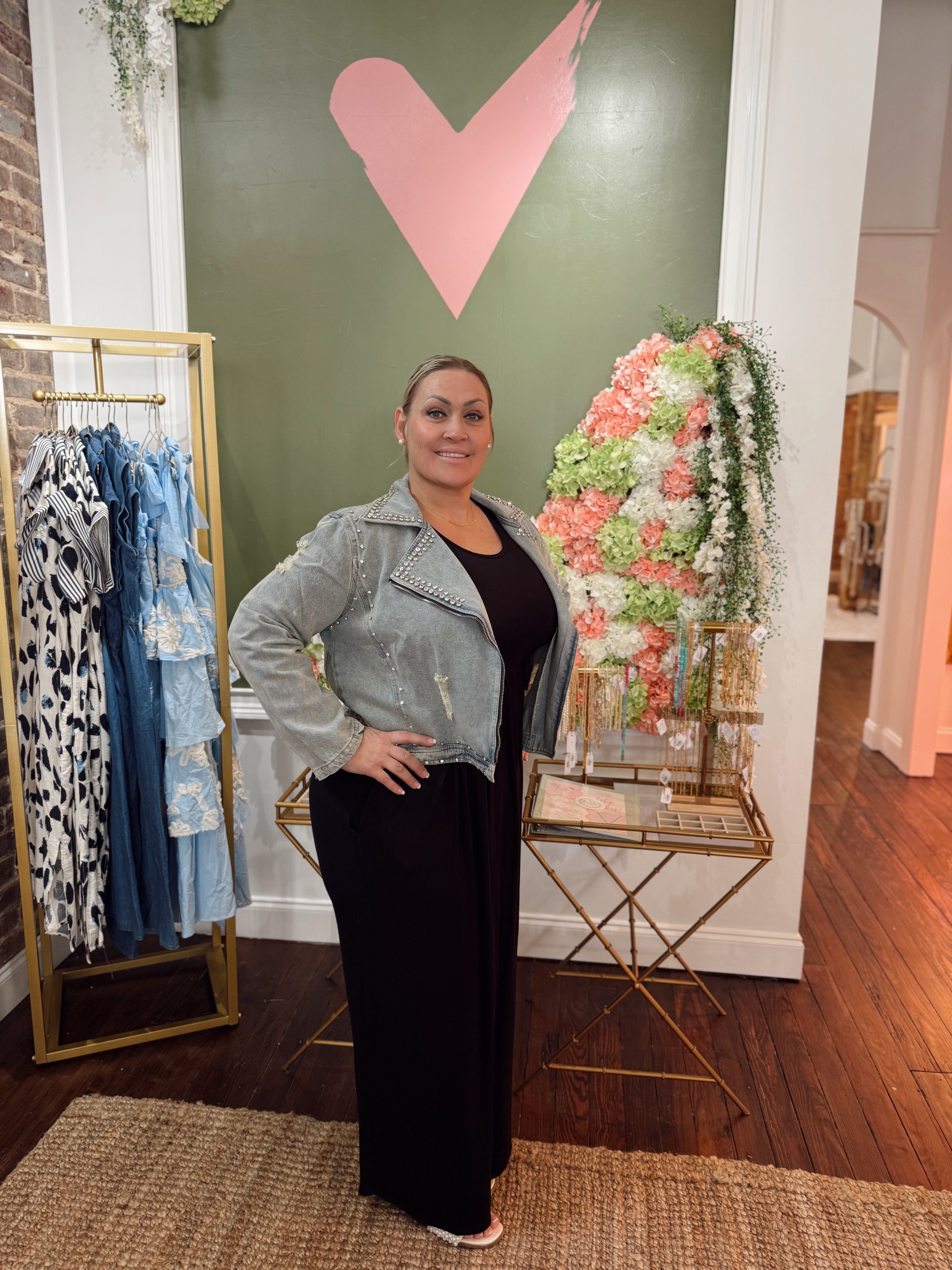 Laid Back Rhinestone Denim Jacket | PLUS SIZE AVAILABLE