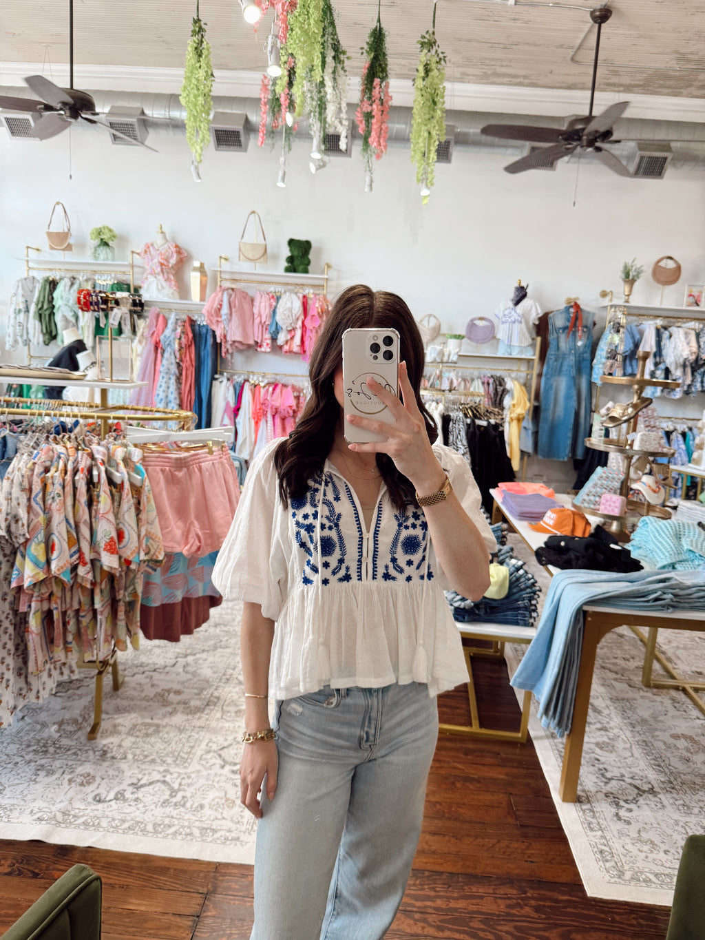 Magnolia Embroidered Peplum Top