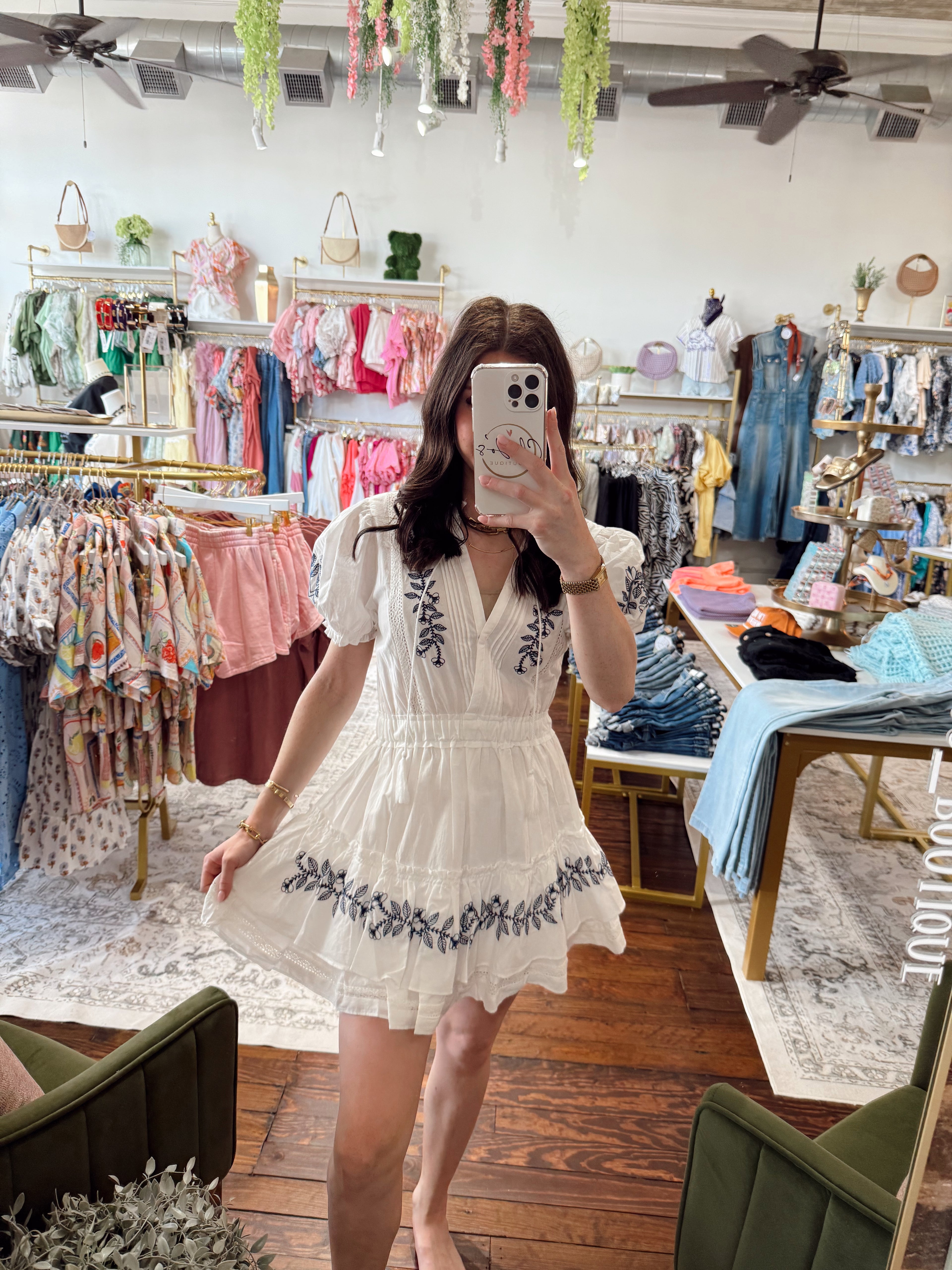 Brielle Embroidered Ruffle Tier Dress