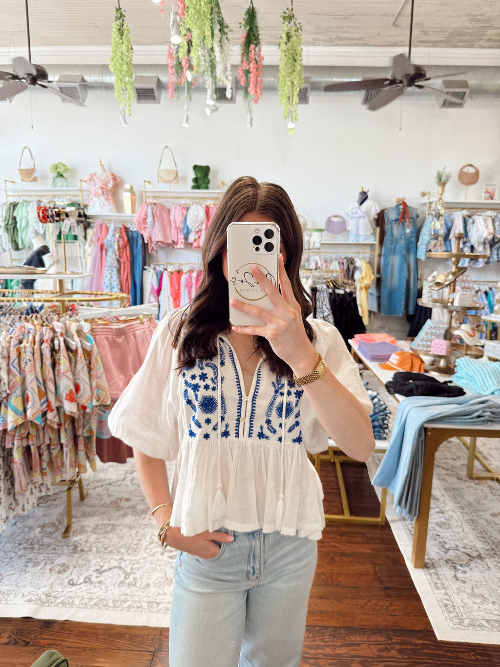 Magnolia Embroidered Peplum Top