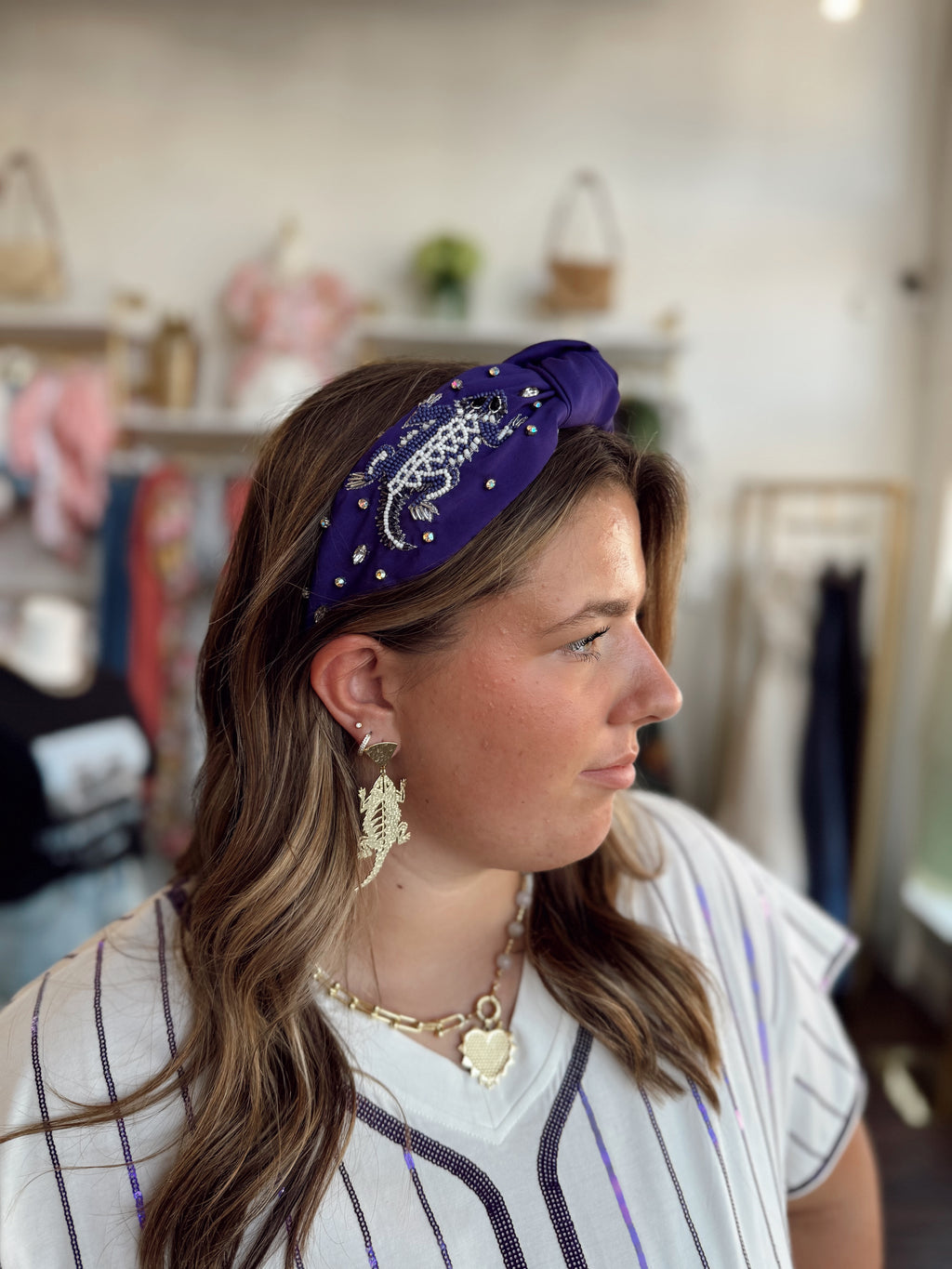 TCU Beaded Horn Frog Headband