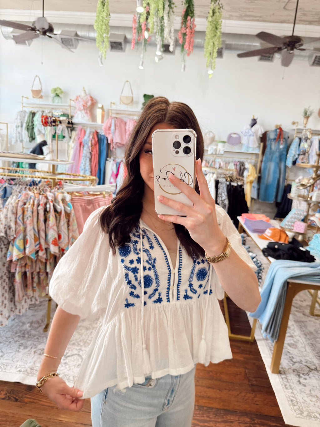 Magnolia Embroidered Peplum Top